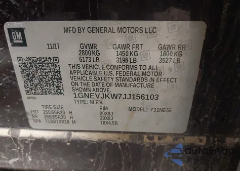 2018 Chevrolet Traverse Premier z USA, uszkodzony, nr VIN 1GNEVJKW7JJ156103